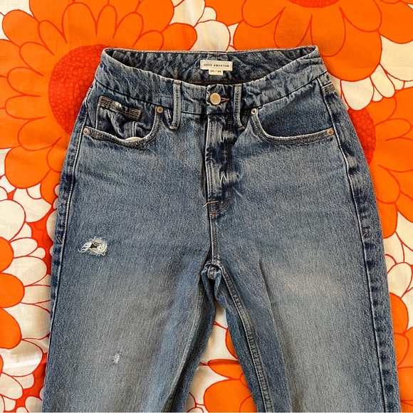 Good American Good 90s Icon High Waist Straight Leg Jeans 00 / 24 - Picture 3 of 5
